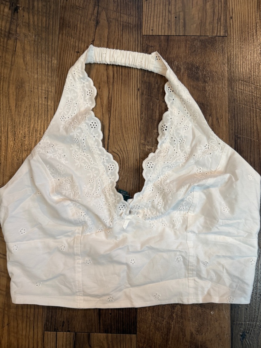 White Eyelet Halter Tank Top
